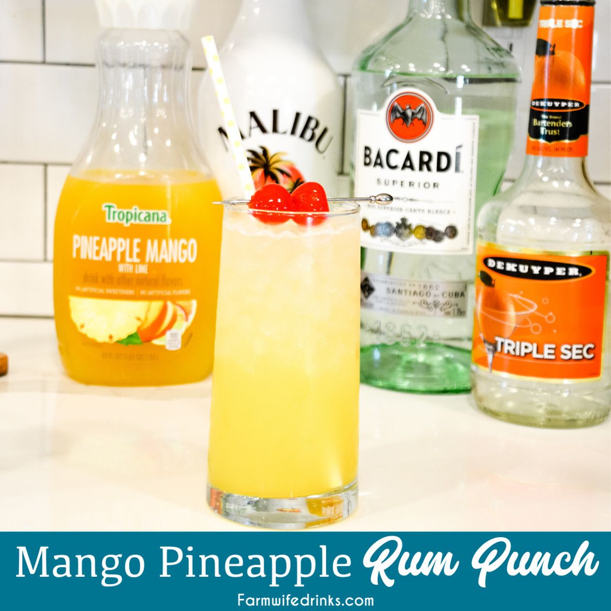 Mango Pineapple Rum Punch - Hawaiian Rum Cocktail