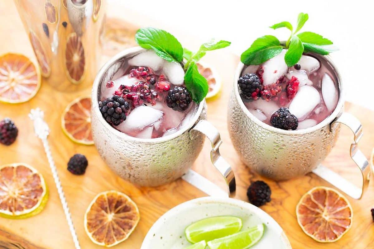 Refreshing Blackberry Moscow Mule with Mint