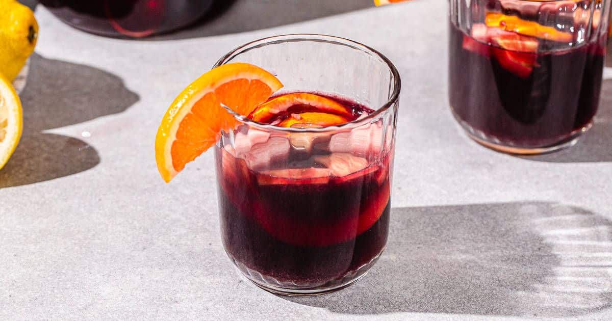 Non-alcoholic Sangria, a tasty mocktail made with alcohol-free wine