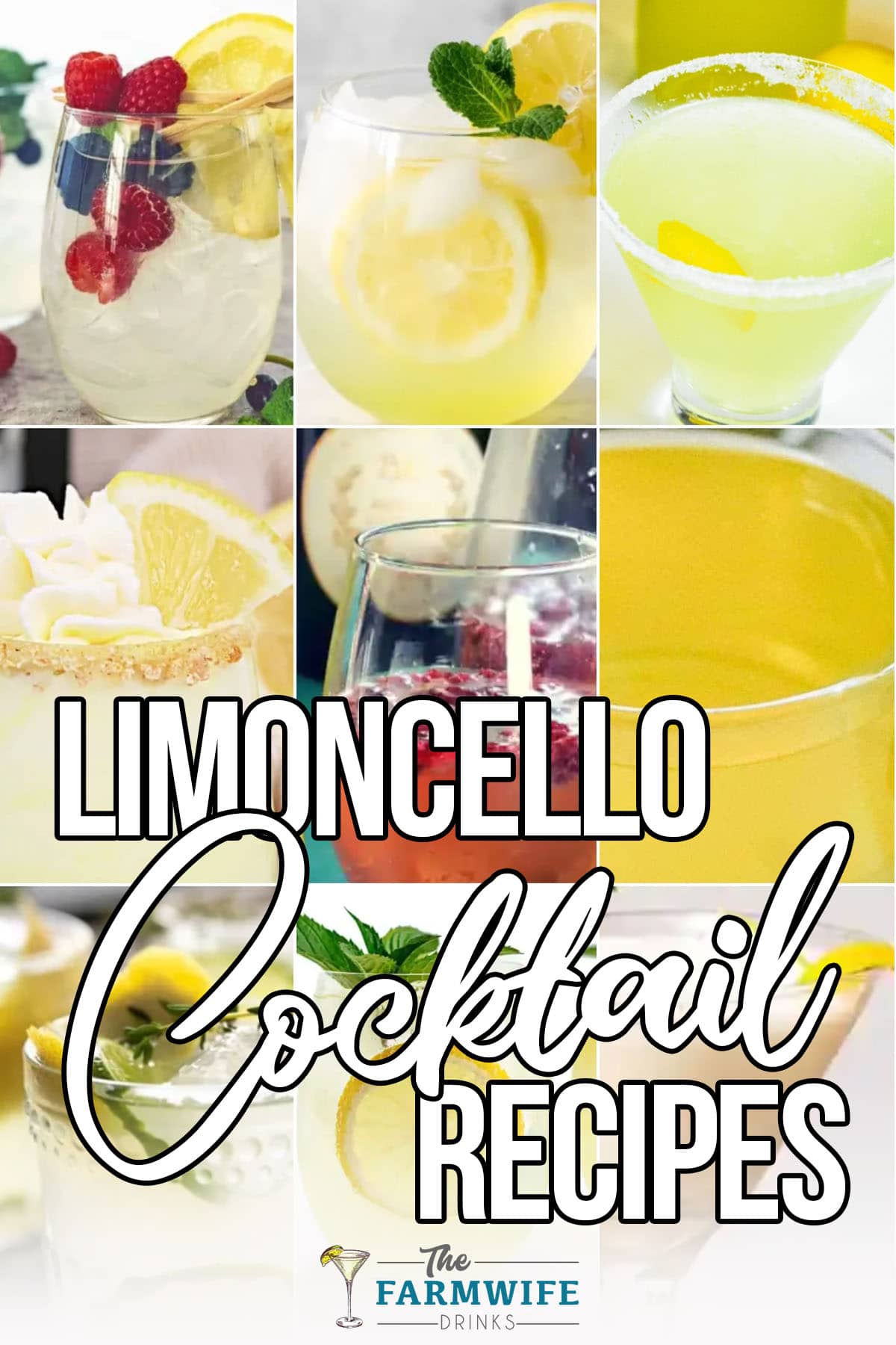 photo collage of drink recipes with limoncello with text which reads limoncello cocktail recipes 