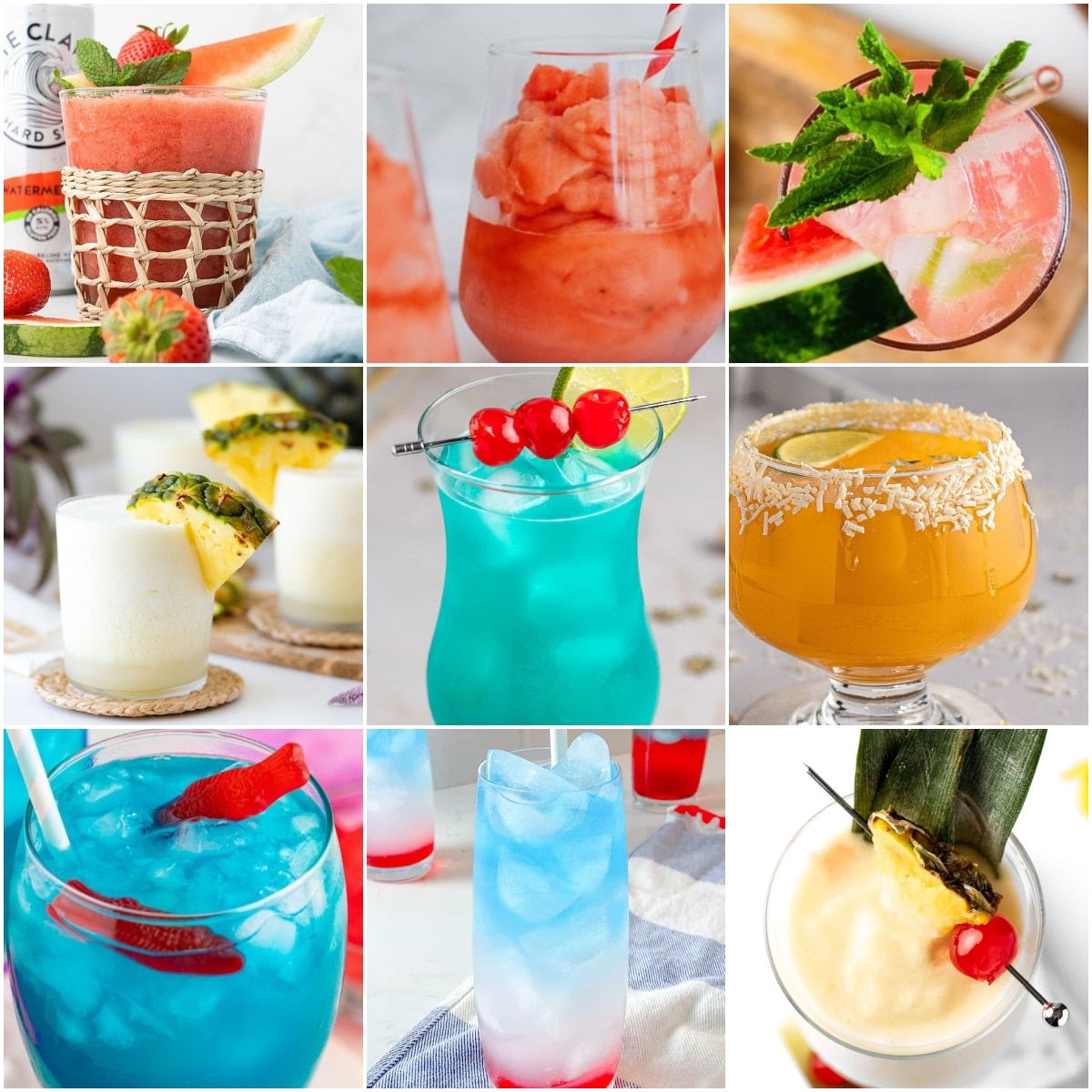 photo collage of malibu drink recipes