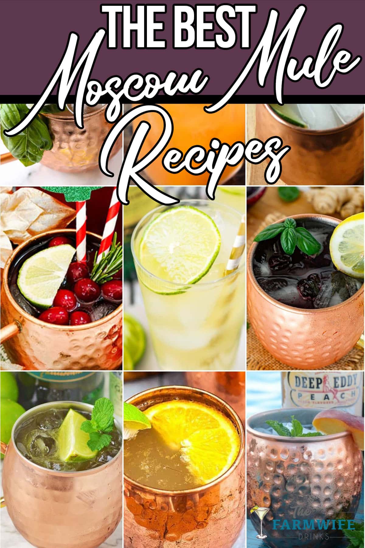 photo collage of moscow mule drinks with text which reads moscow mule recipes