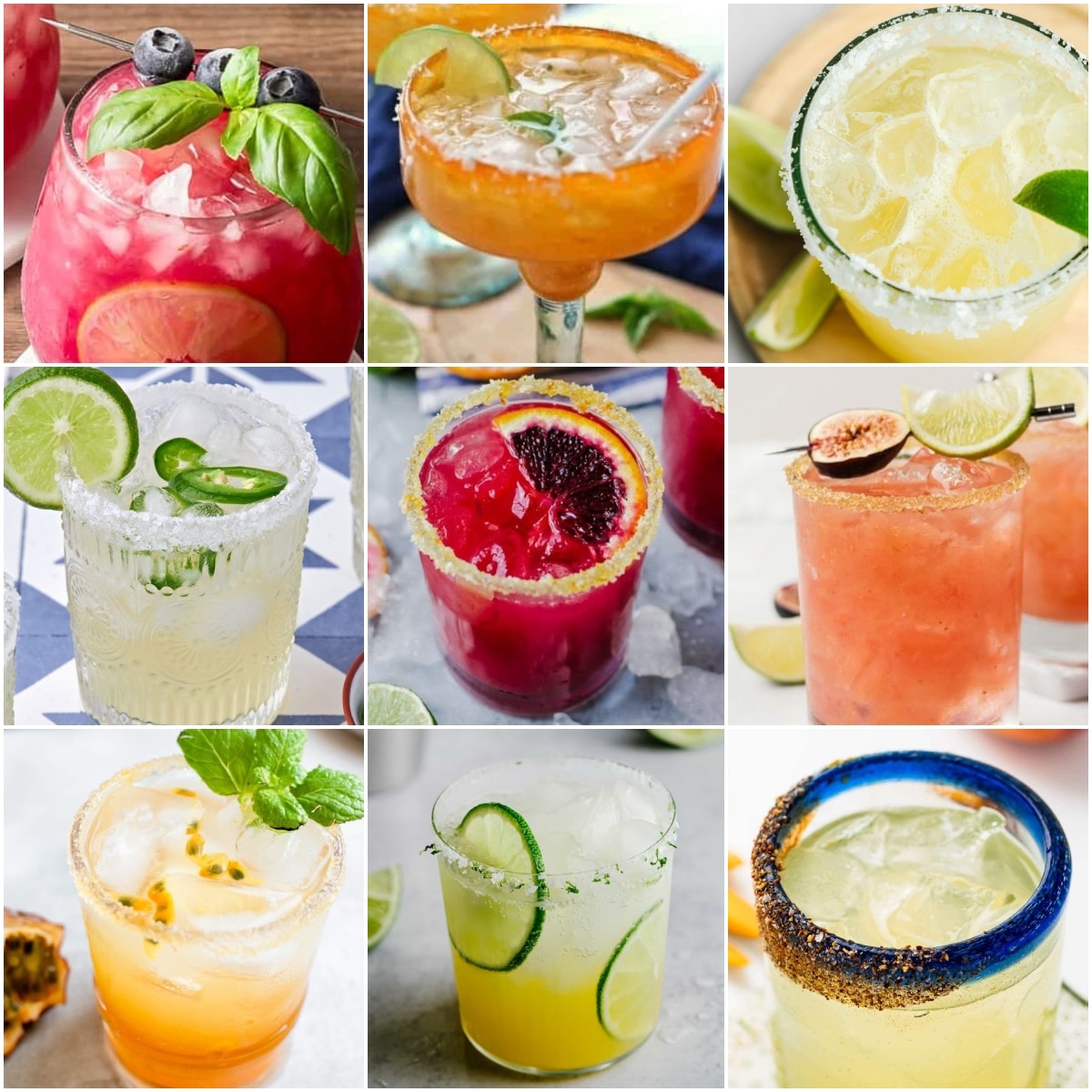 photo collage of margarita cocktail recipes