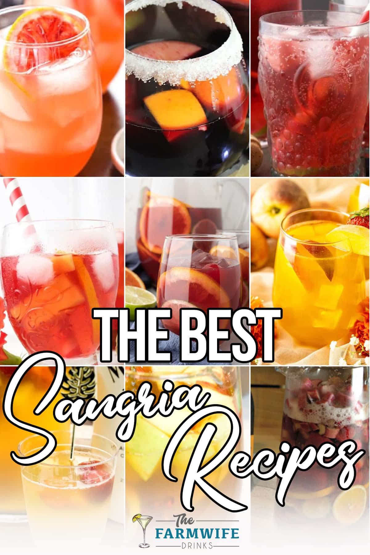 photo collage of sangria drink recipes with text which reads the best sangria recipes
