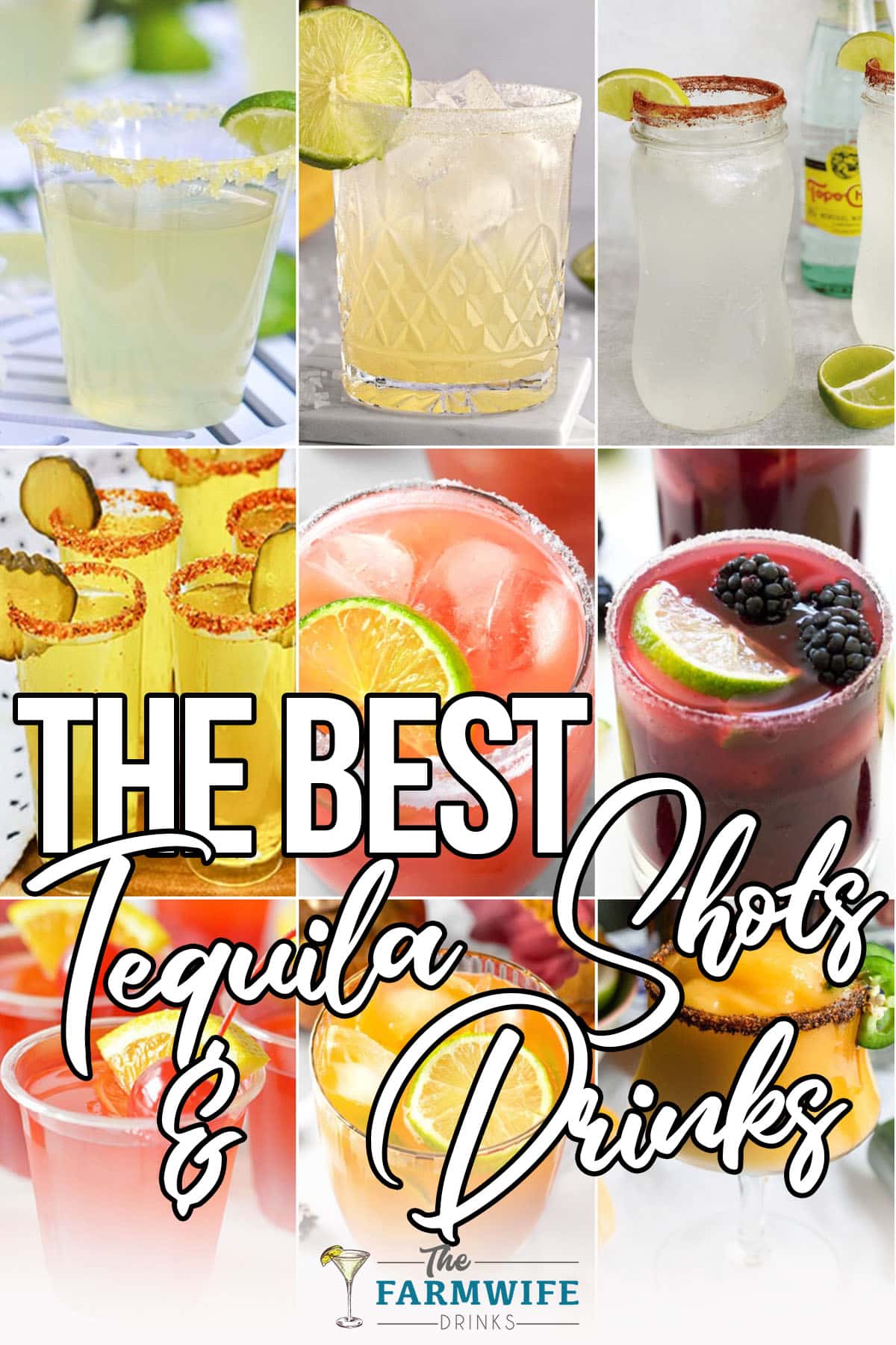 photo collage of tequila shot ideas with text which reads the best tequila shots and drinks