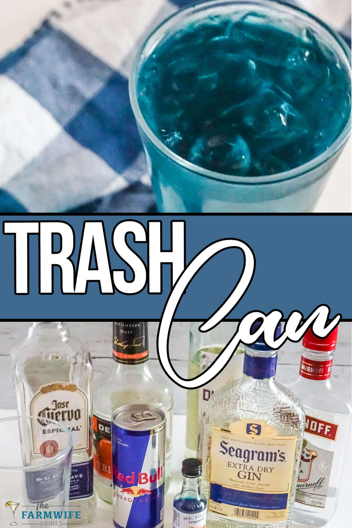 photo collage of trash can mixed drink with text which reads trash can 