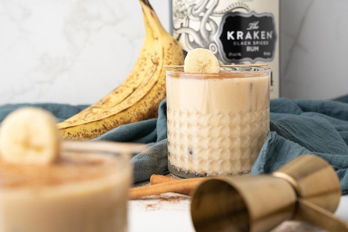 Spiked Bananas Foster Ice Cream Rum Nog Cocktail