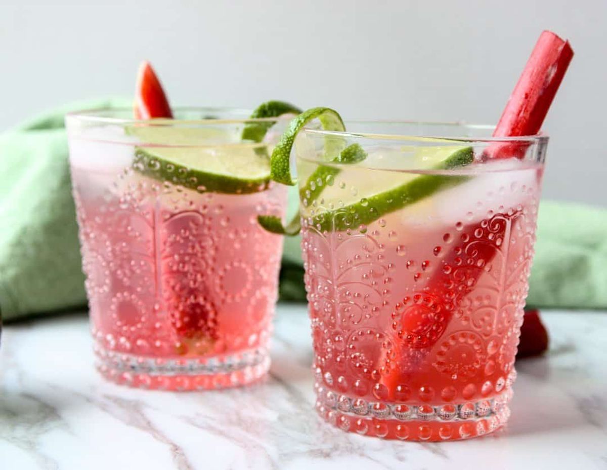 Rhubarb Gin & Tonic Cocktail