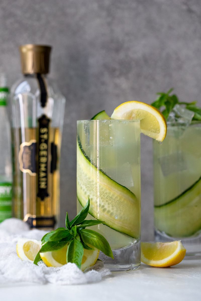 Cucumber Gin Fizz with Basil & Mint