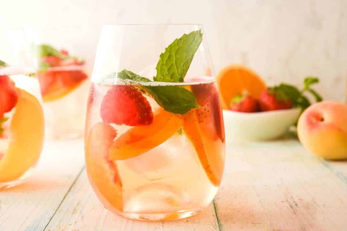 Spring White Wine Sangria with Fresh Peppermint