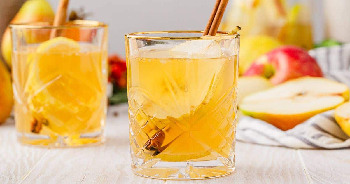 Fall Sangria with Apple Cider, with white wine, pears and maple syrup