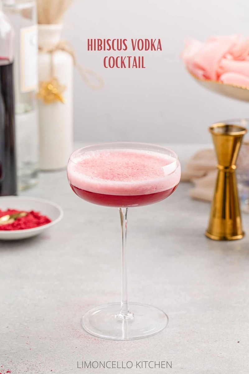 Hibiscus Vodka Cocktail with Raspberry Syrup
