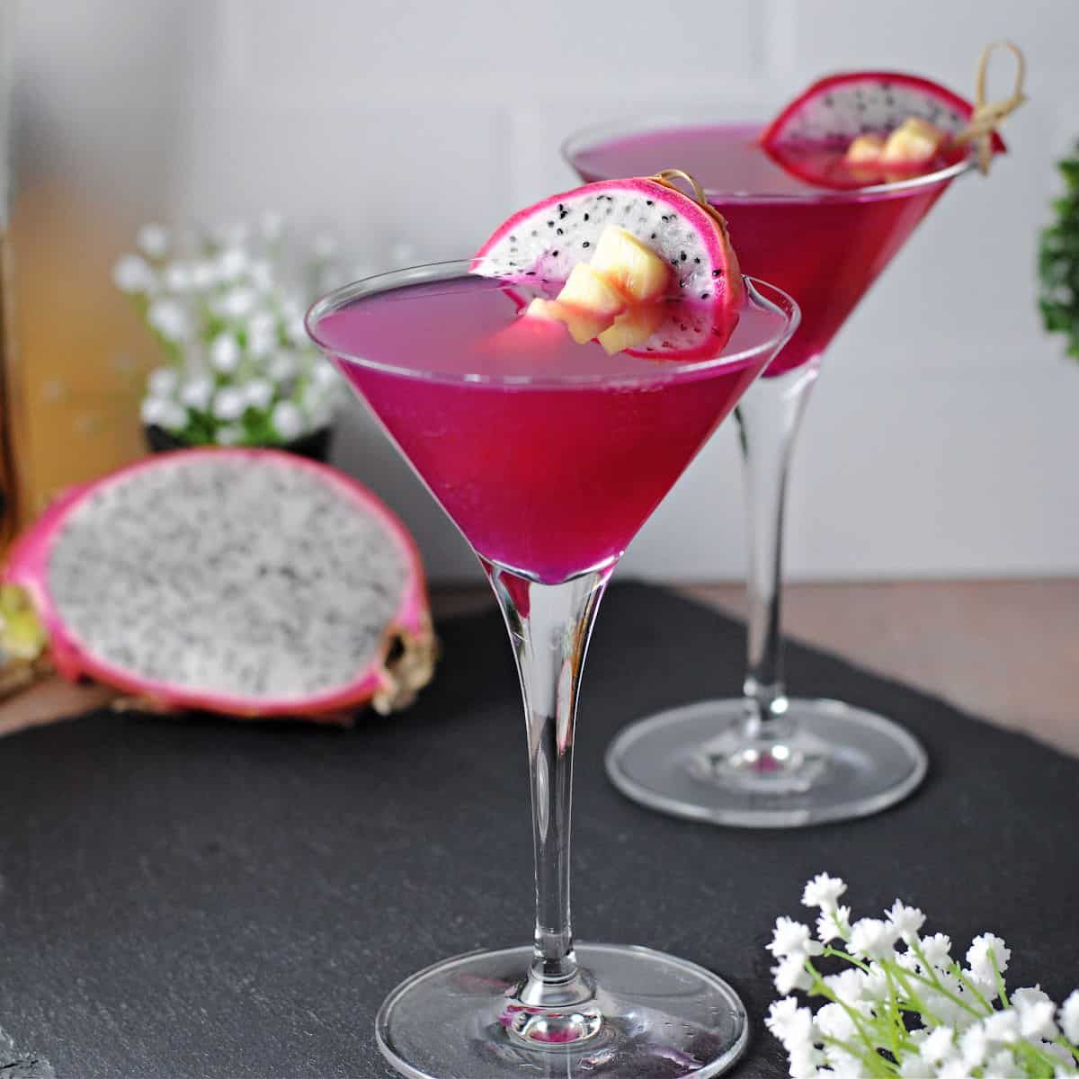 Dragon Fruit Cocktail - Pitaya - Elderflower - Vodka - Sula and Spice