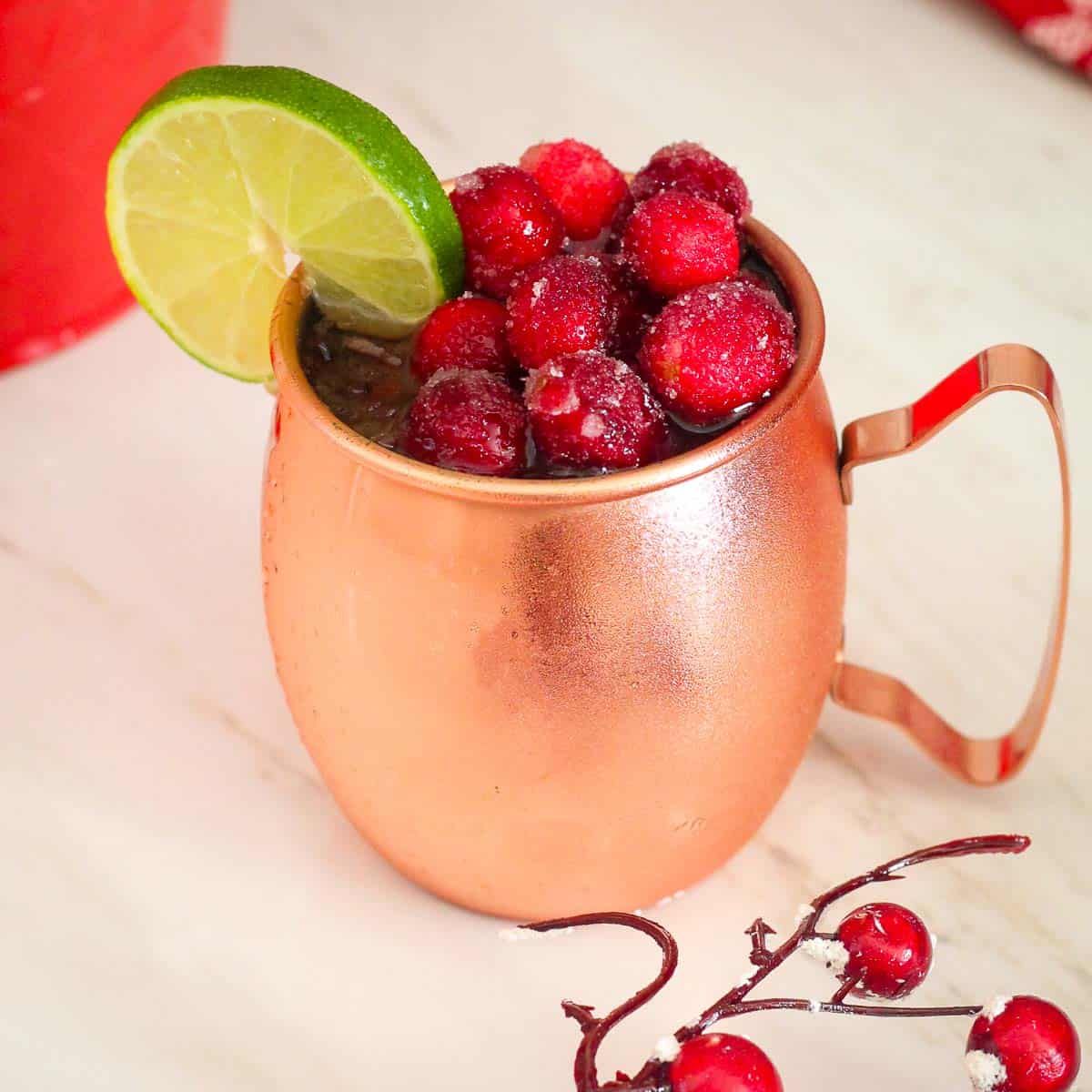 Sugared Cranberries Moscow Mule
