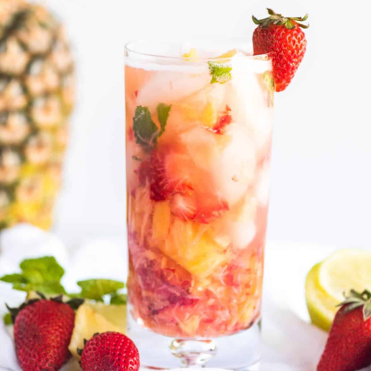 Pineapple Strawberry Mojito Mocktail