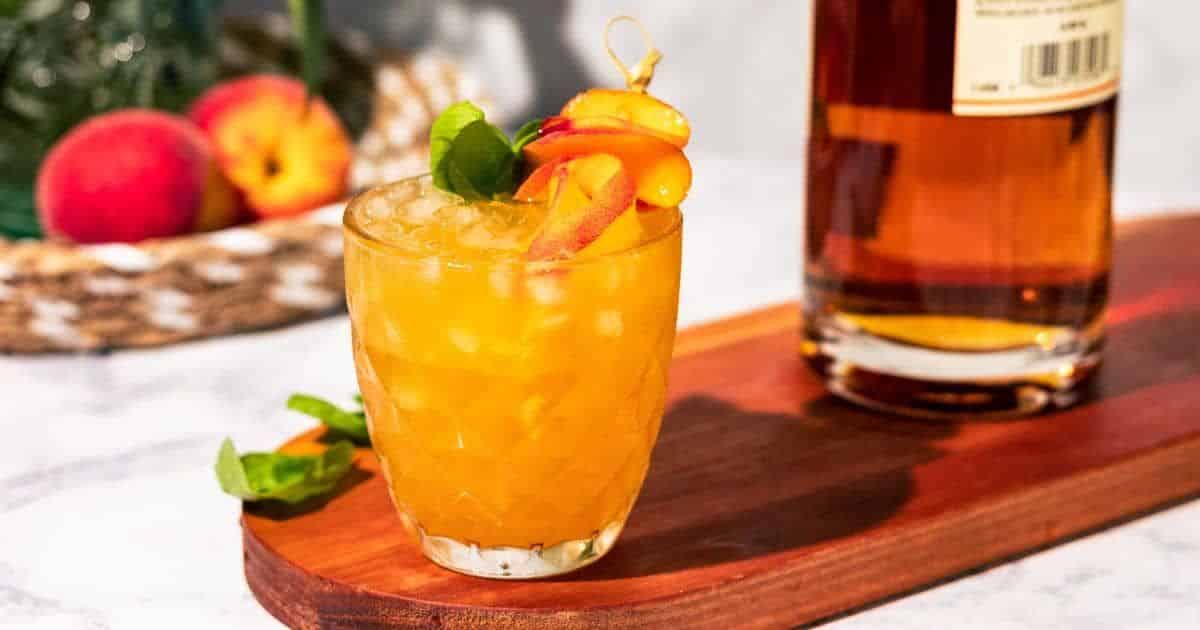 Refreshing Basil Peach Bourbon Smash Recipe