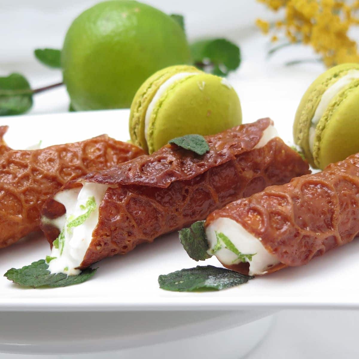 Brandy Snaps (with Mojito Cream)