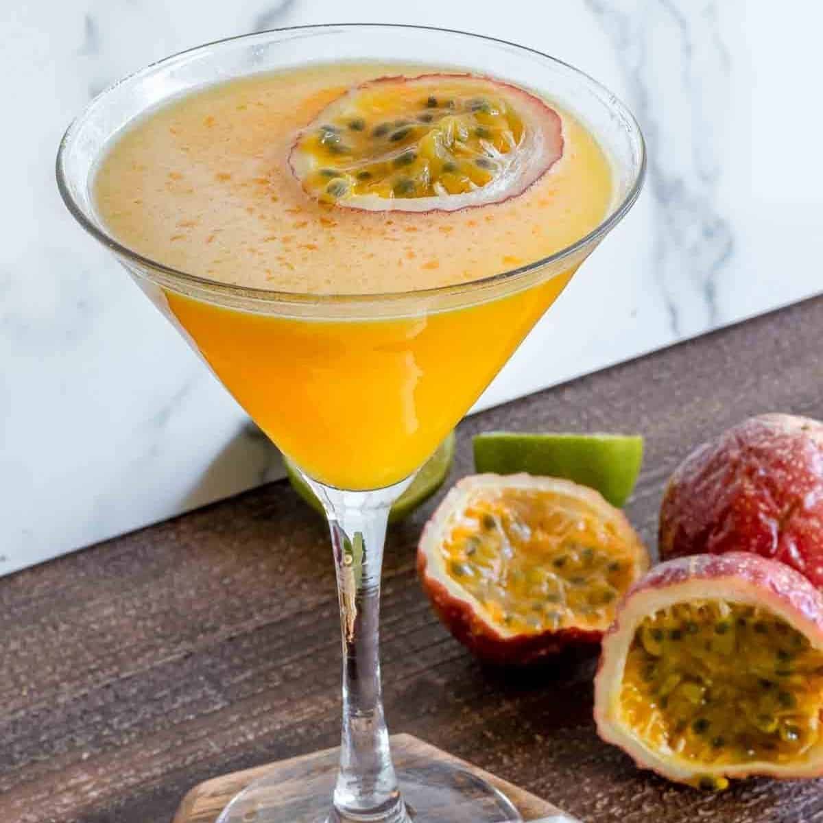Passion Fruit Vodka Martini Cocktail (With Puree)
