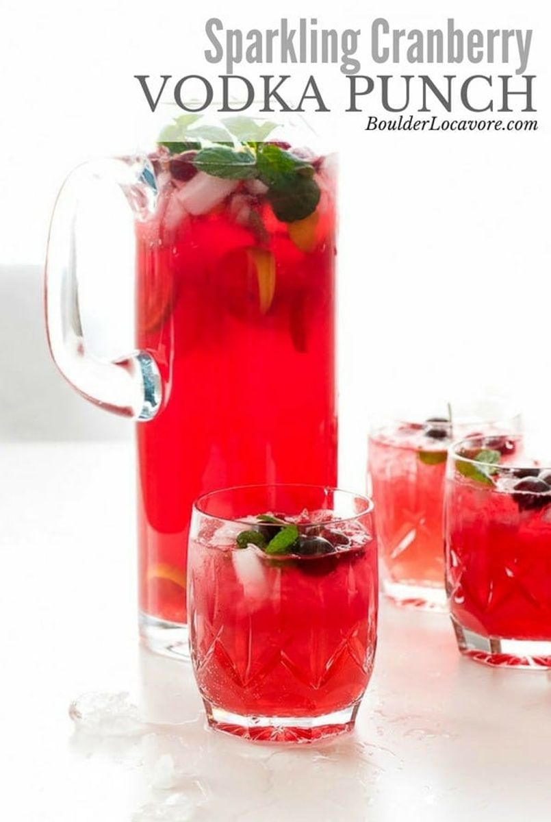 Sparkling Cranberry Vodka Punch is a 4 ingredient punch
