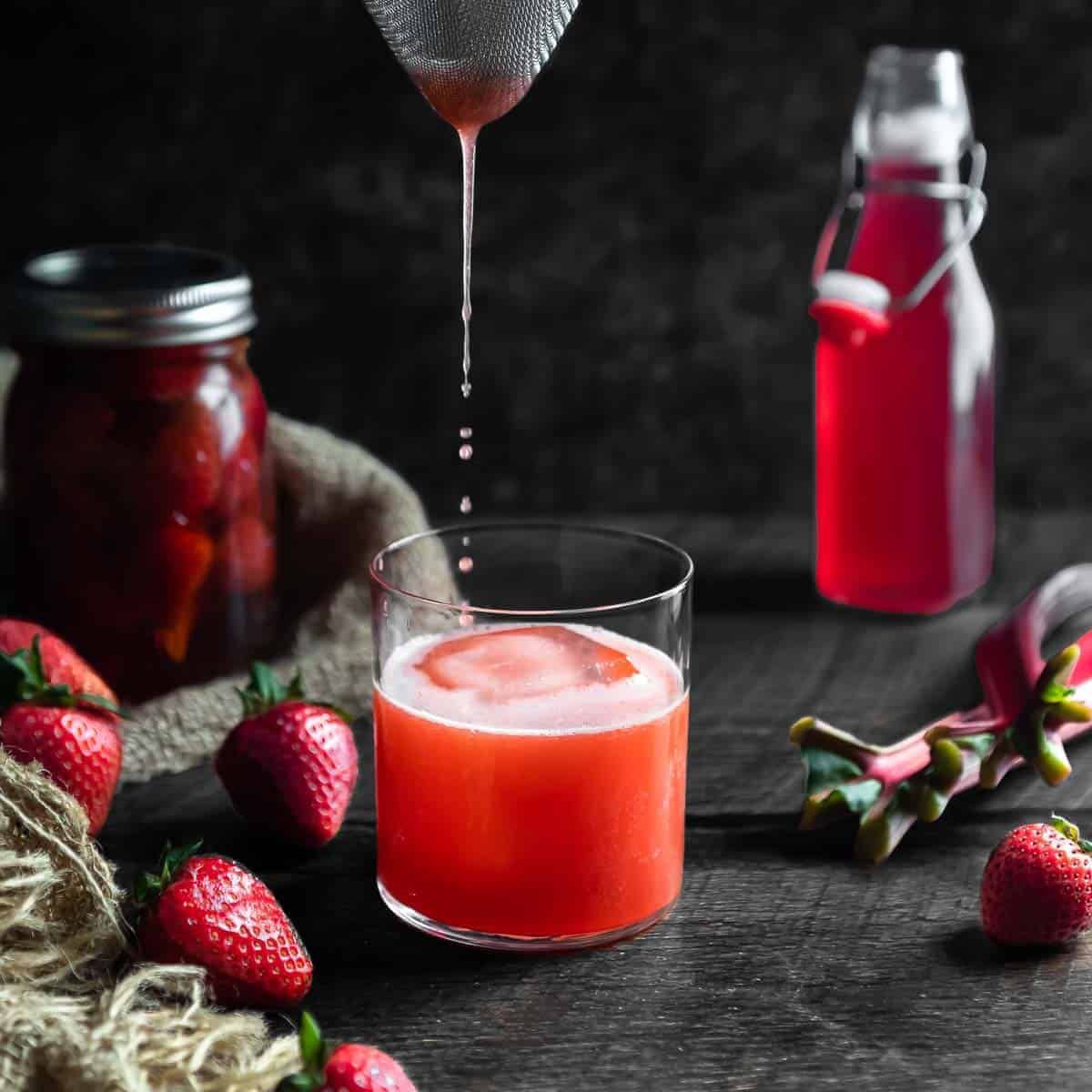 Strawberry Rhubarb Whiskey Sour