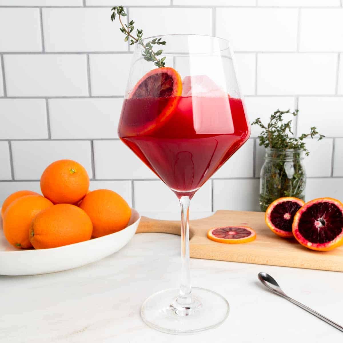 Sparkling Blood Orange Mocktail with Thyme