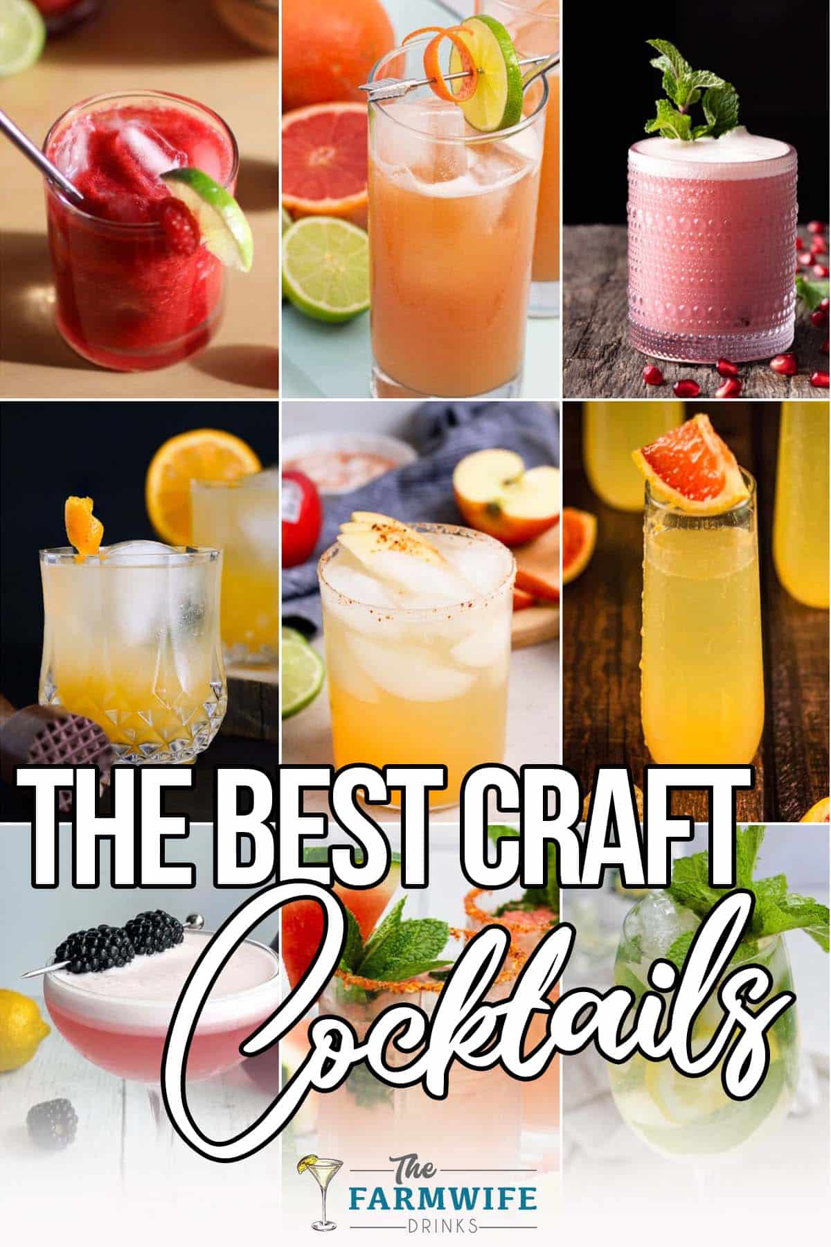 photo collage of handcrafted drink ideas with text which reads the best craft cocktails