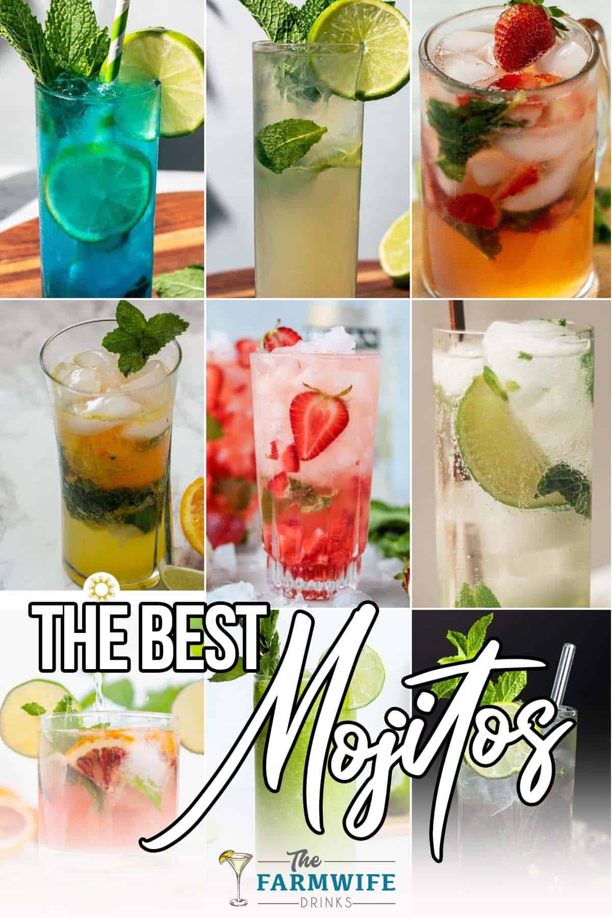 photo collage of mojito ideas with text which reads the best mojito recipes