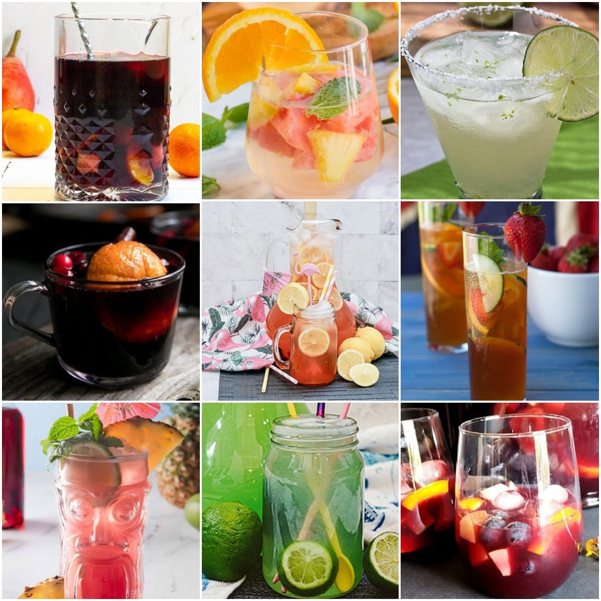 photo collage of big-batch cocktails for a party