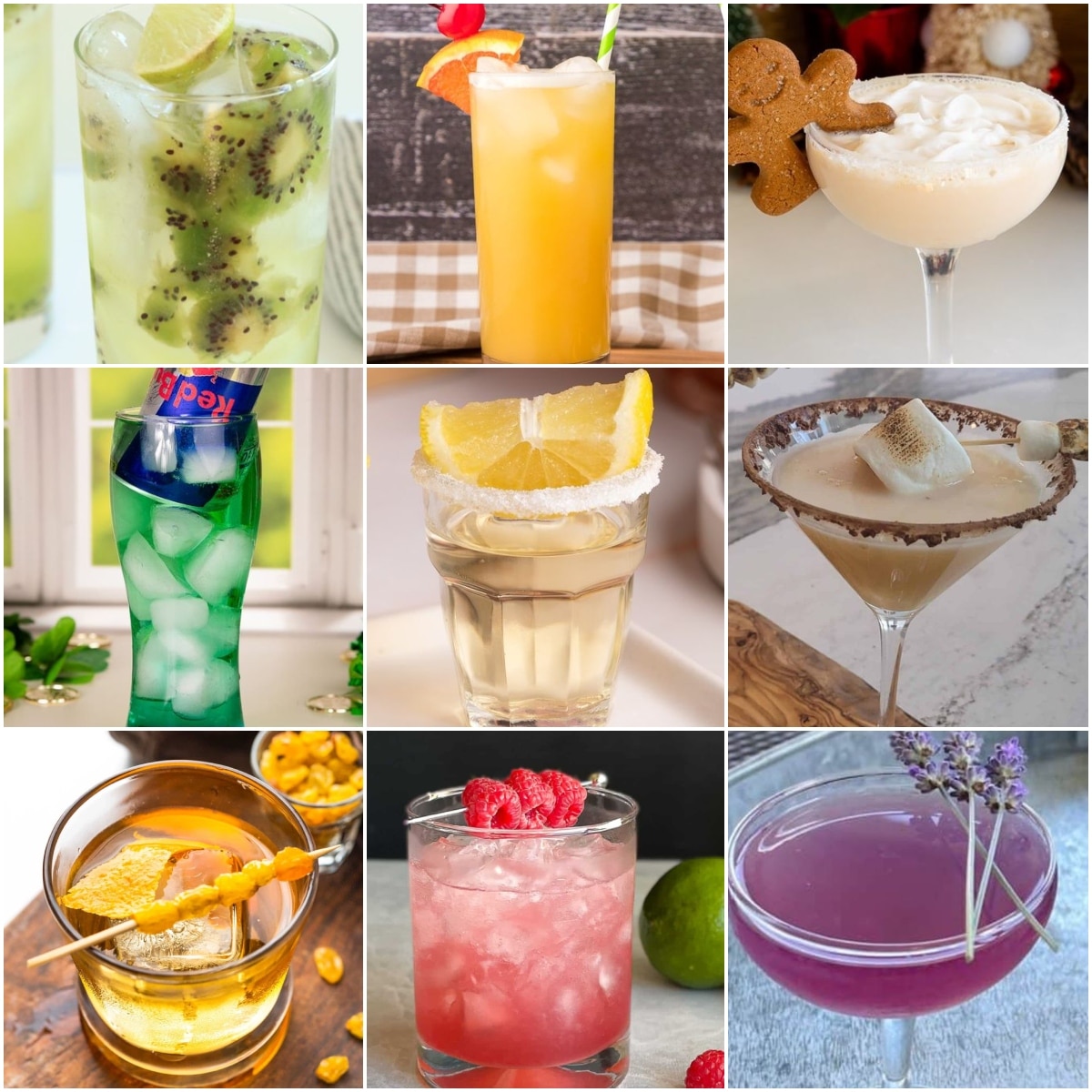 photo collage of creative cocktail recipes