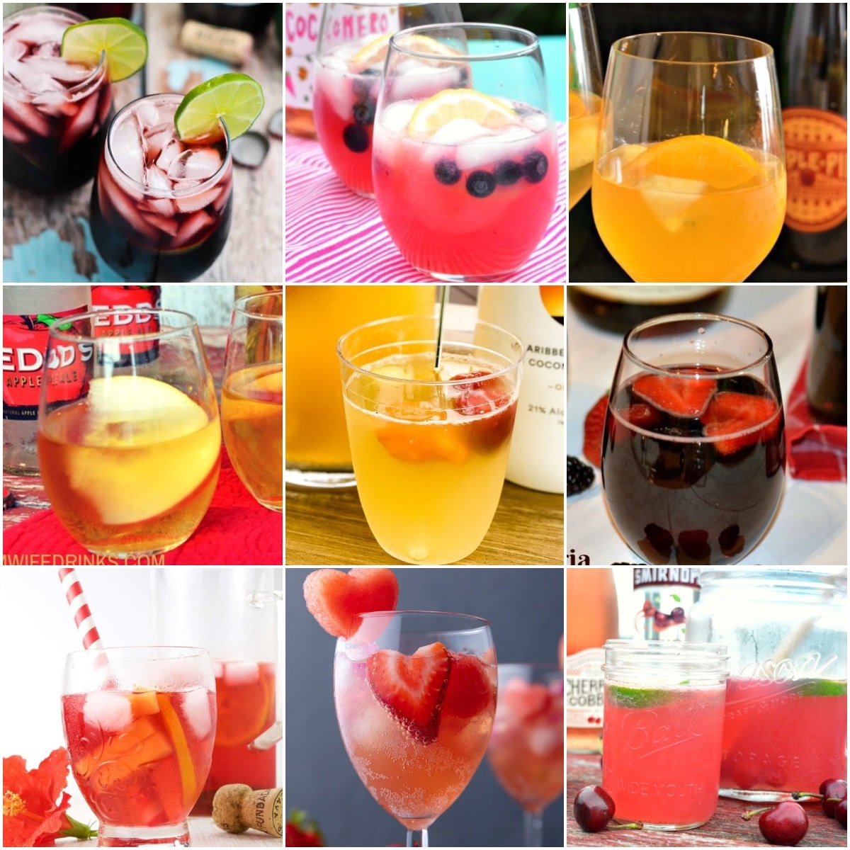 photo collage of cheap wine mixed drinks