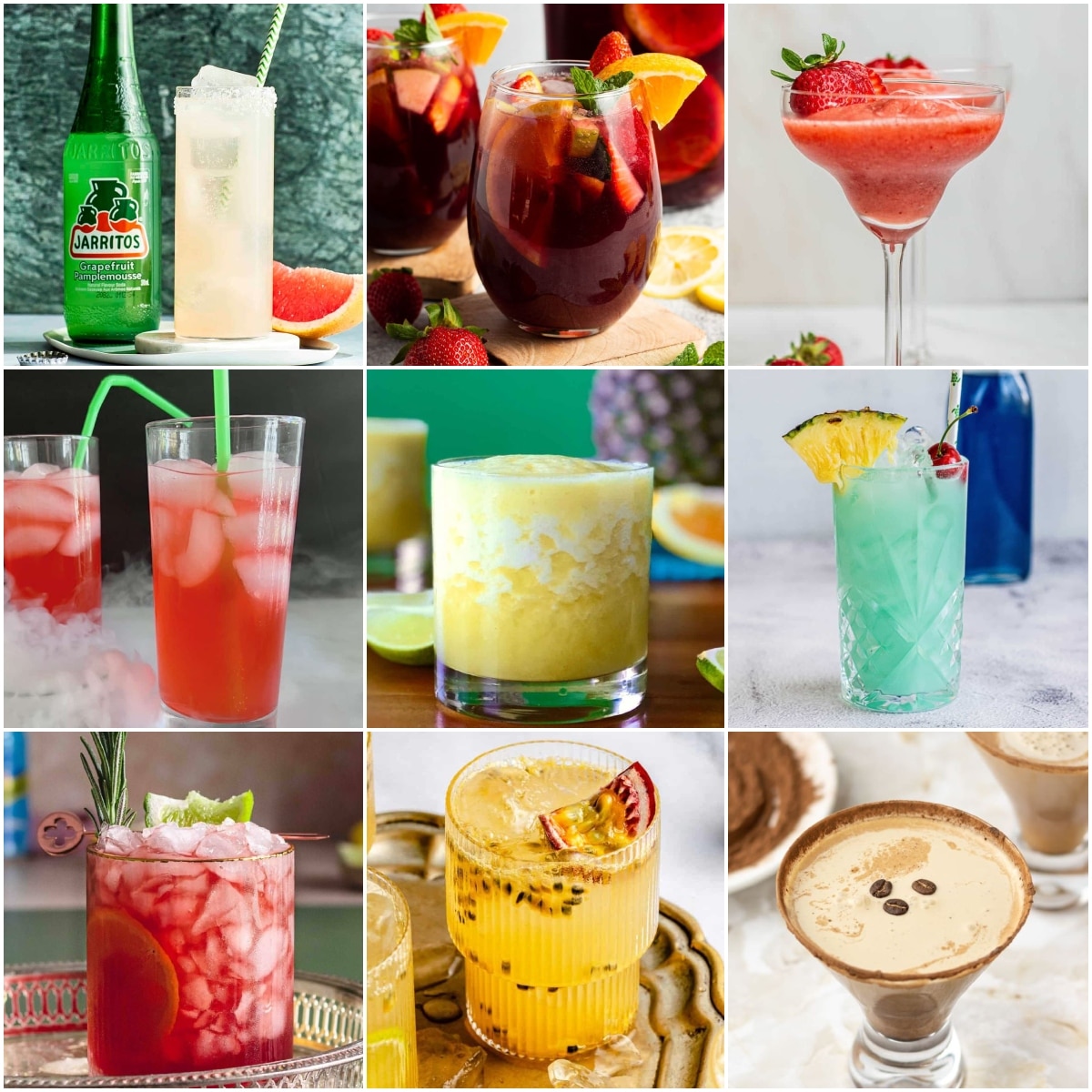 photo collage of easy mocktail recipes
