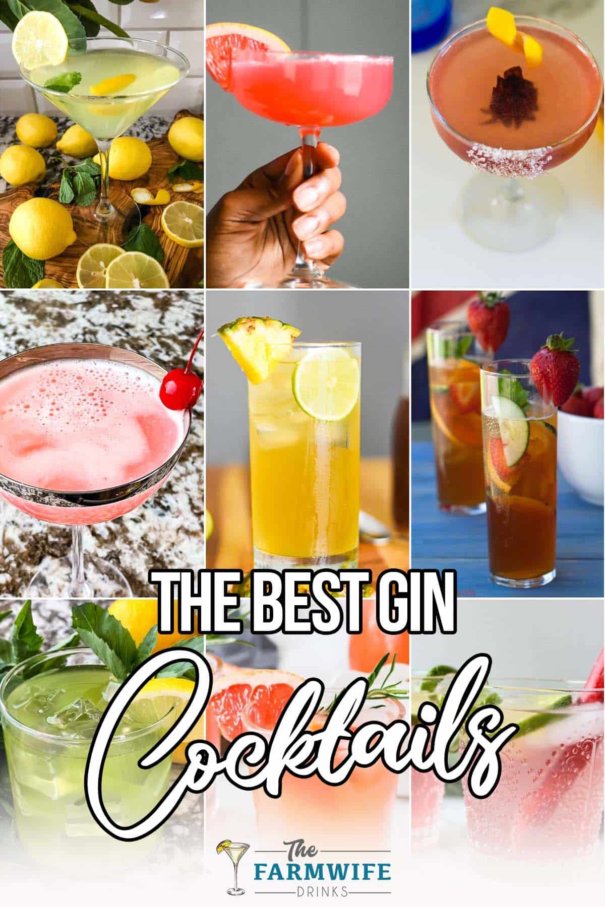 photo collage of gin drink ideas with text which reads the best gin cocktails