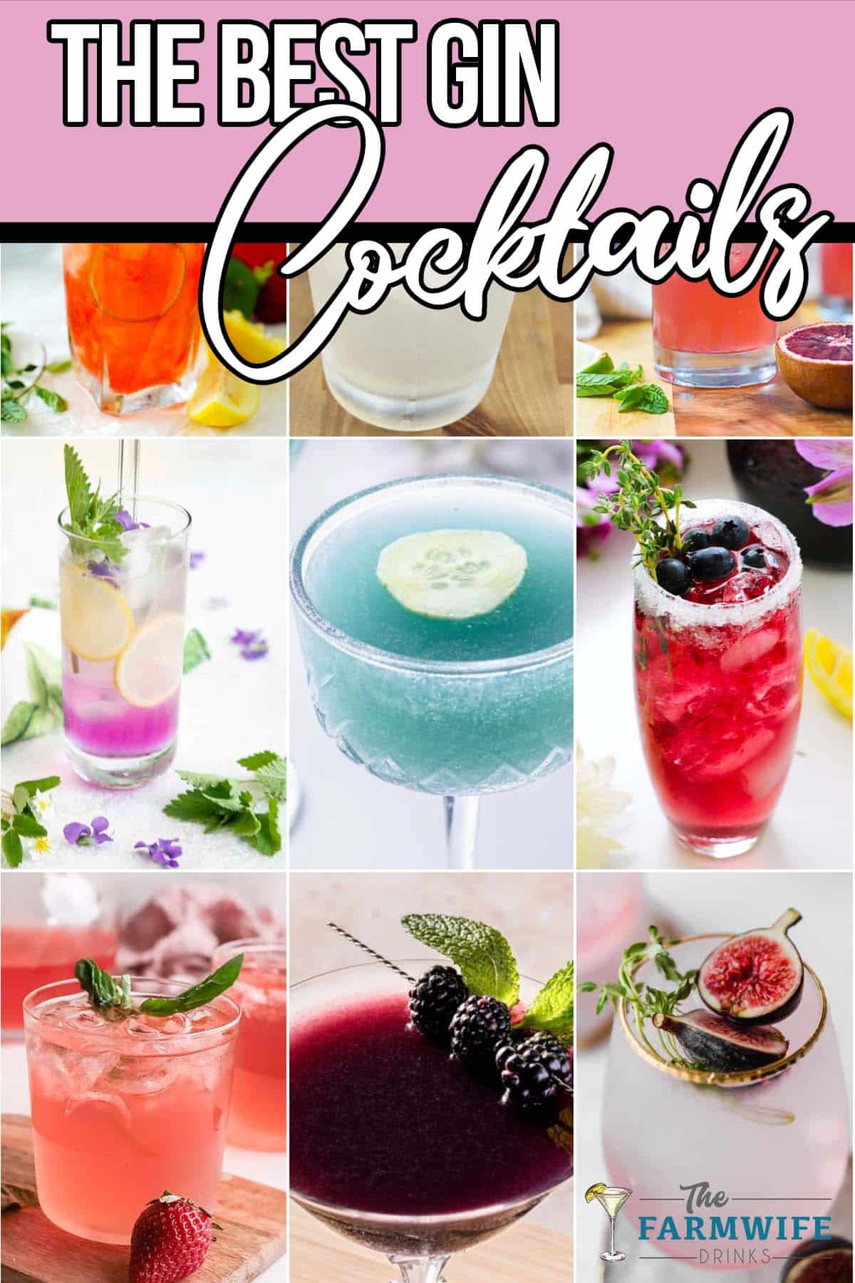 photo collage of gin mixed drink ideas with text which reads the best gin cocktails