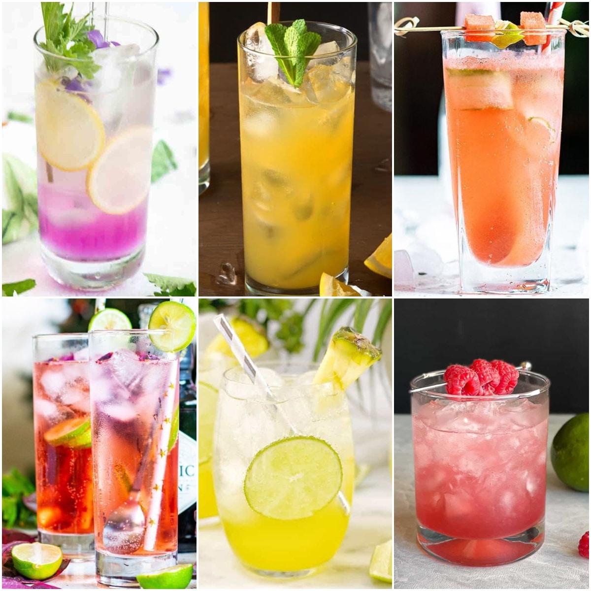 photo collage of cocktails made with gin