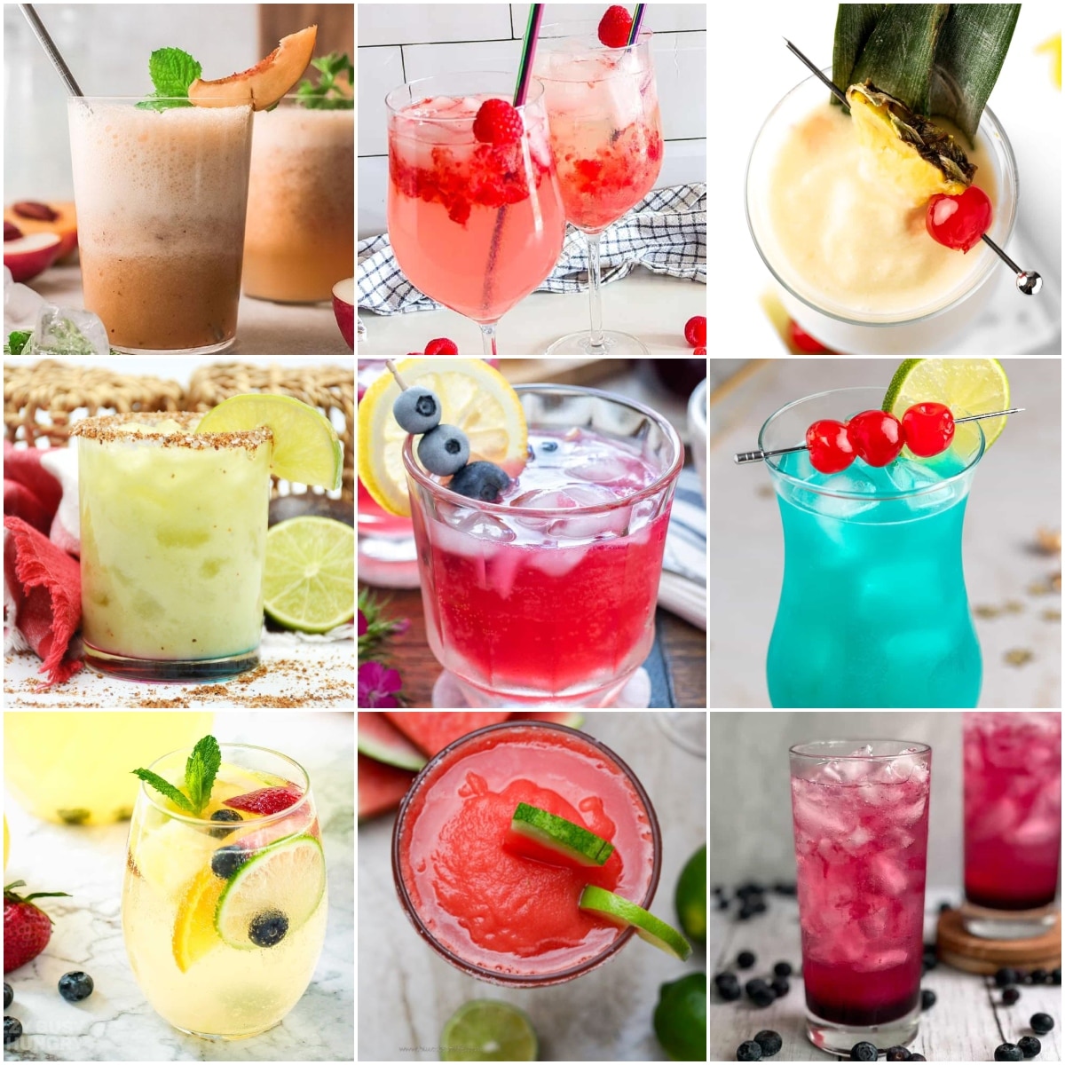 photo collage of summer themed drink recipes