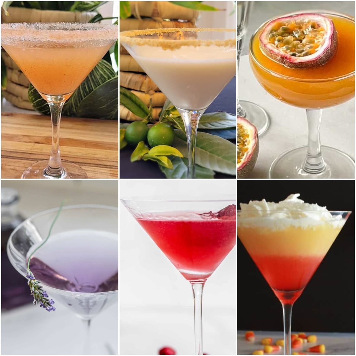 photo collage of sweet martinis