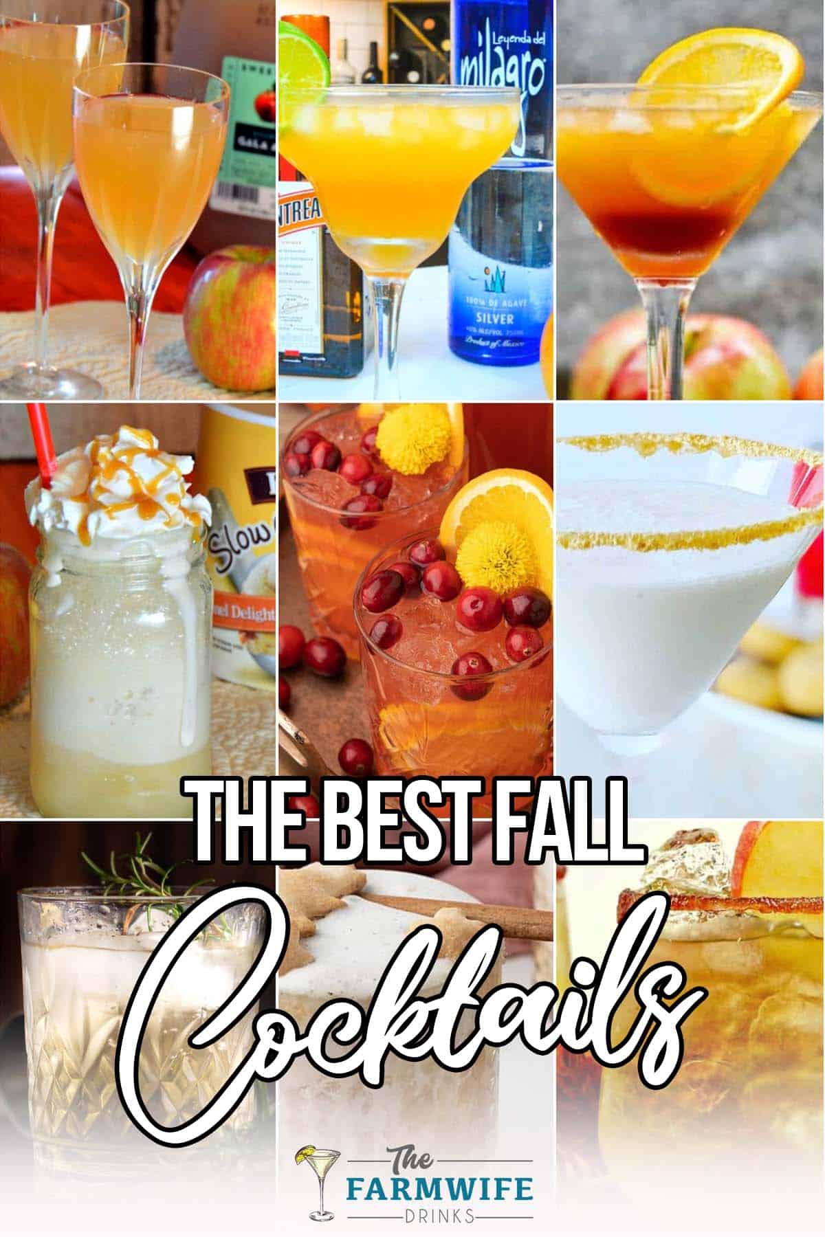 photo collage of fall themed drink ideas with text which reads the best fall cocktails