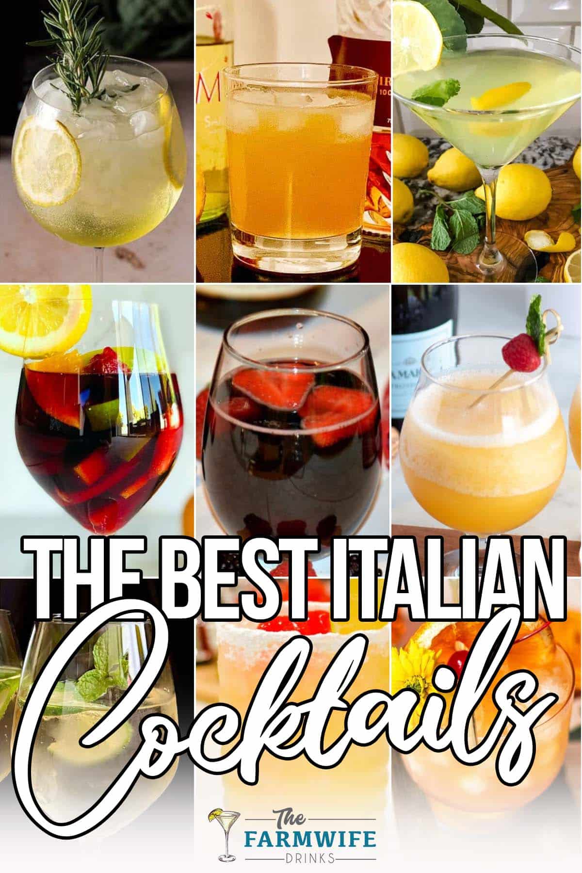 photo collage of italian drinks and cocktails with text which reads the best italian cocktails