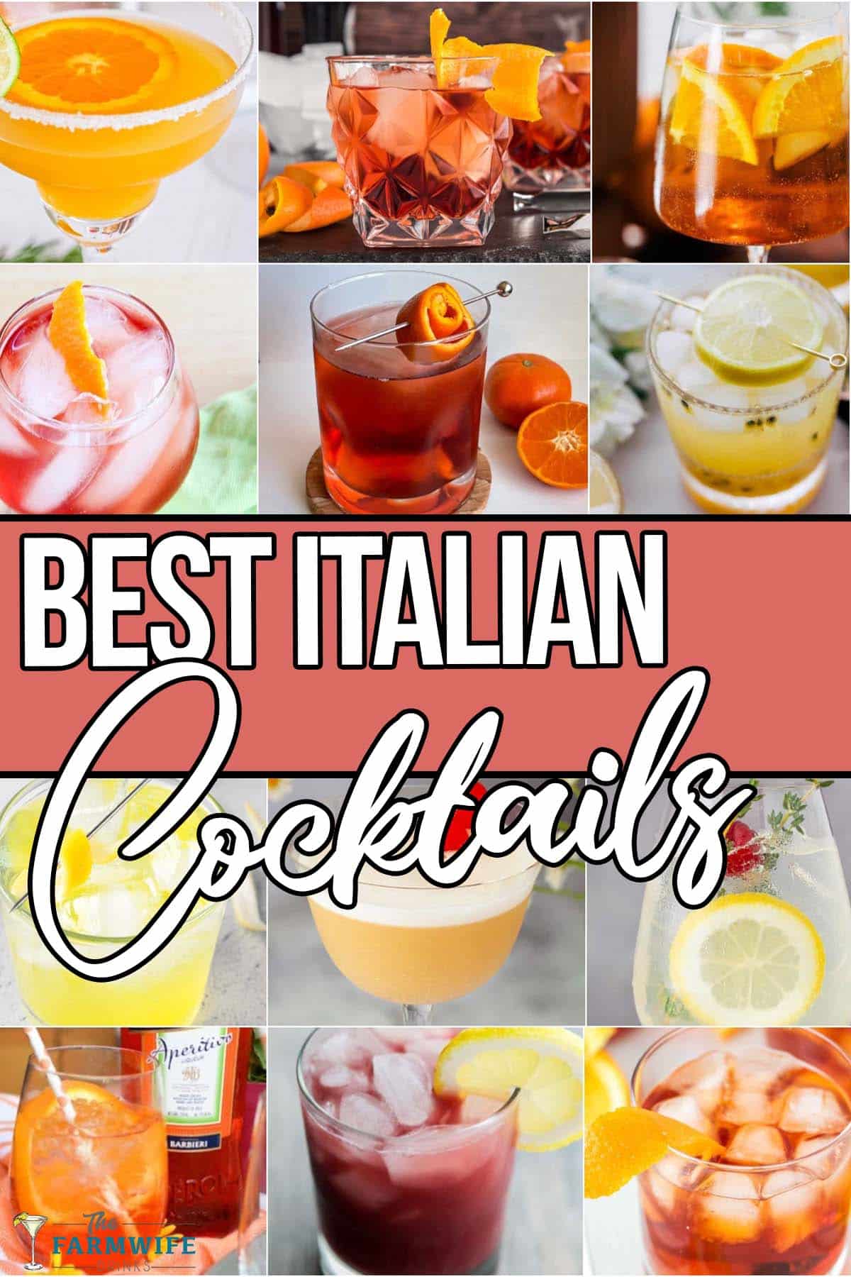 photo collage of italian drink ideas with text which reads the best italian cocktails