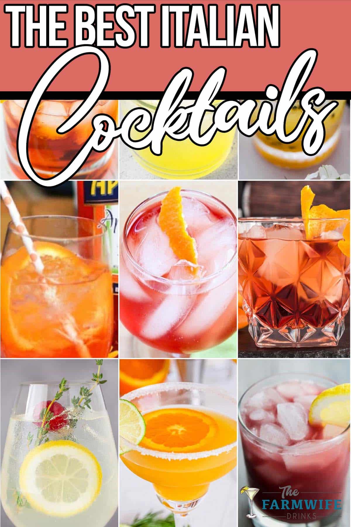 photo collage of italian cocktail ideas with text which reads the best italian cocktails