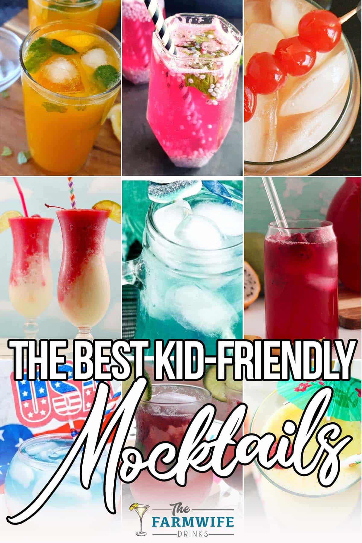 photo collage of easy to make mocktails with text which reads the best kid-friendly mocktails