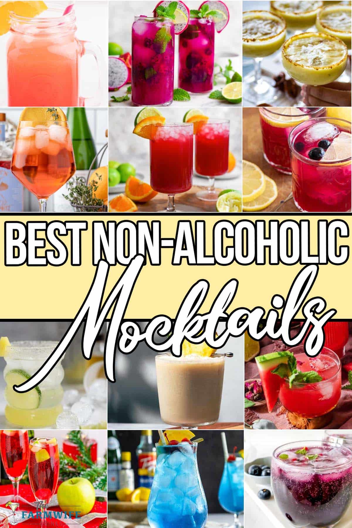 photo collage of easy mocktails with text which reads best non-alcoholic mocktails