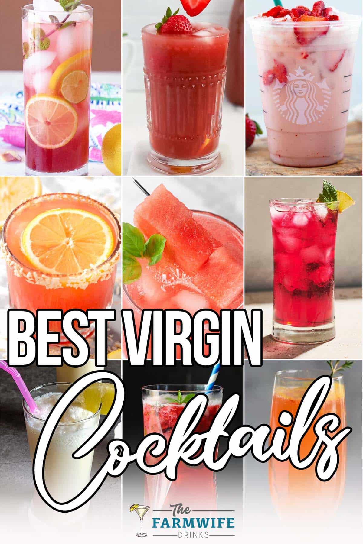 photo collage of non-alcoholic drink recipes with text which reads best virgin cocktails