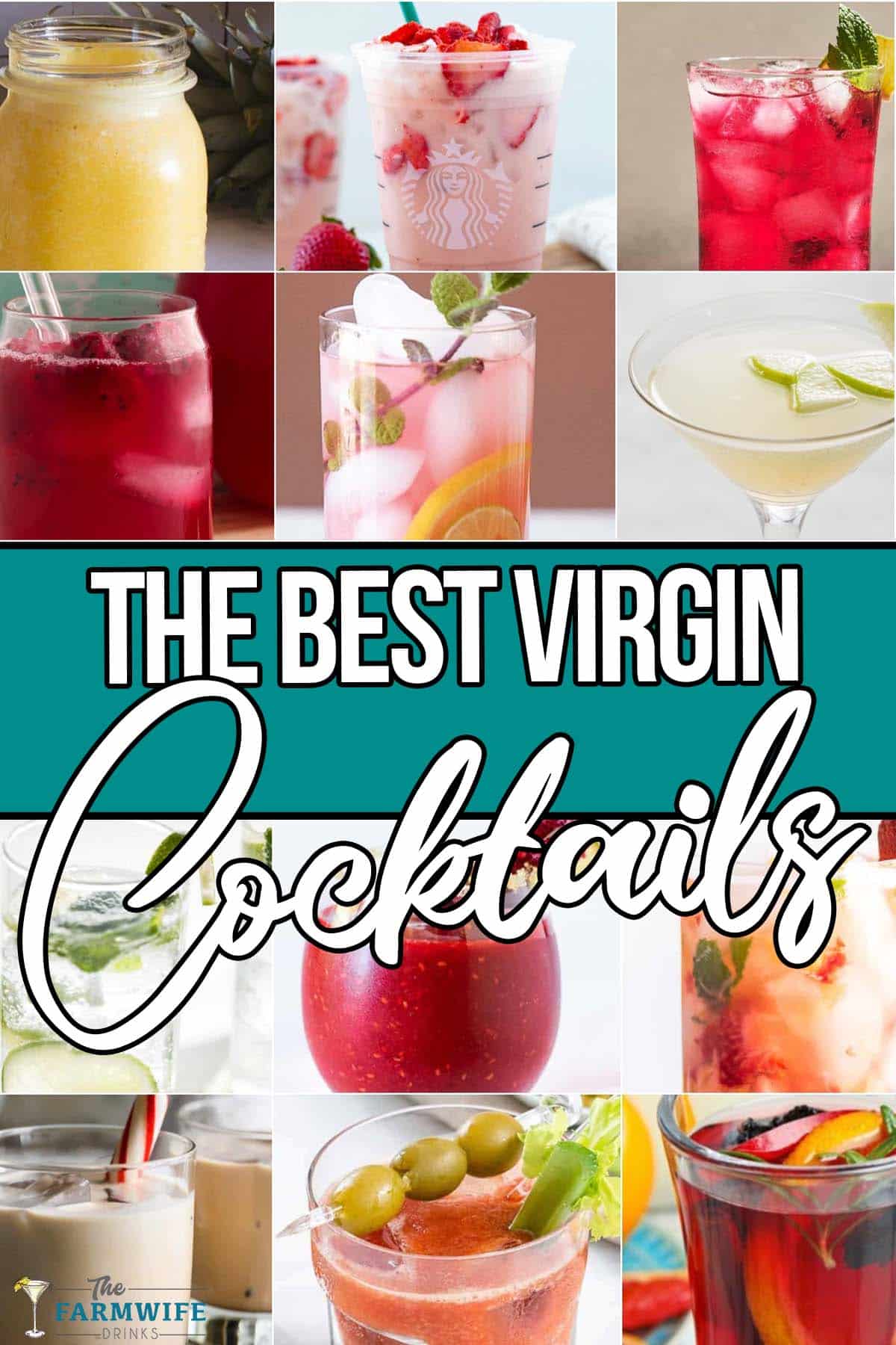 photo collage of non-alcoholic drink ideas with text which reads best virgin cocktails