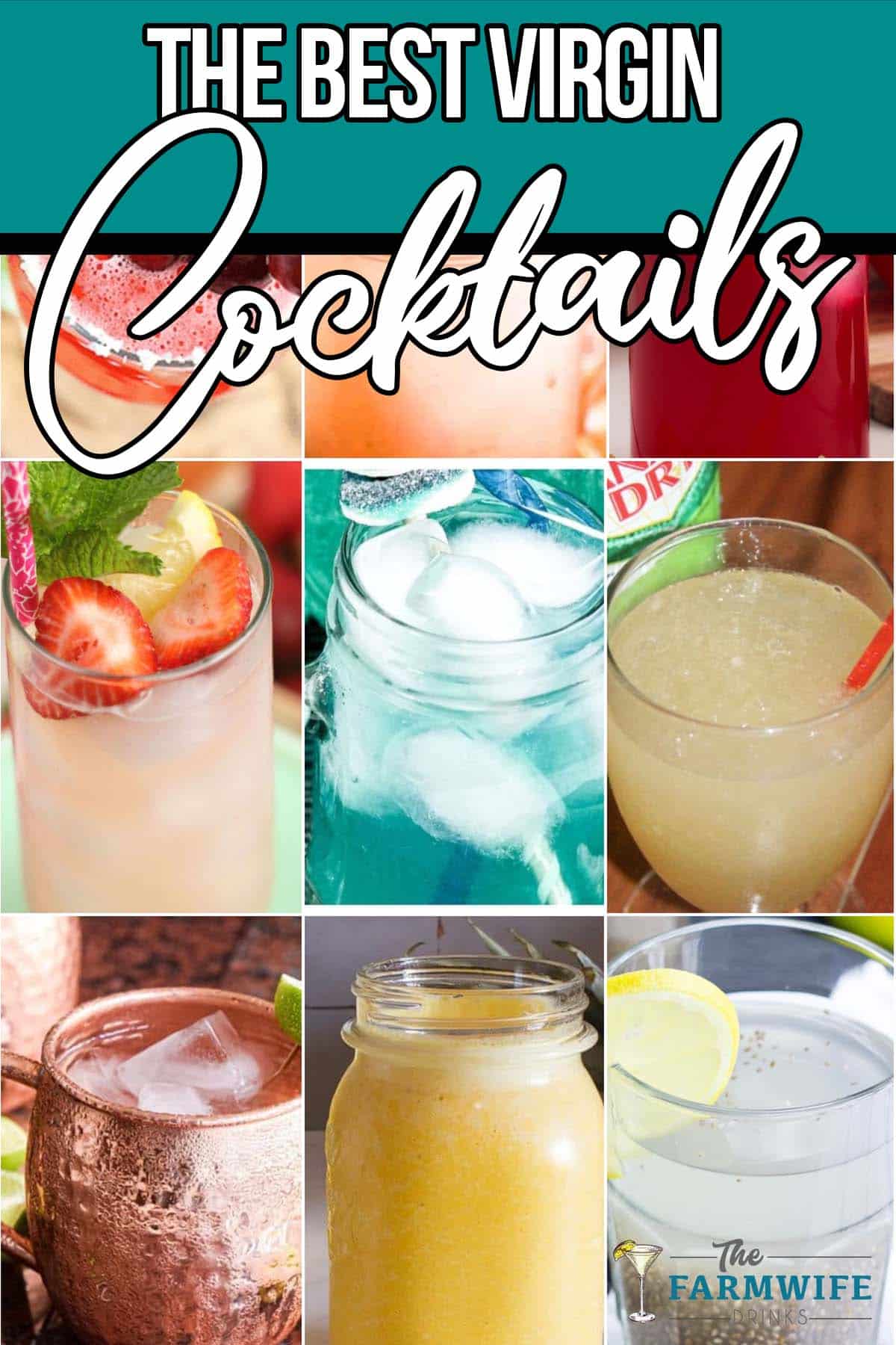 photo collage of non-alcoholic recipes with text which reads best virgin cocktails