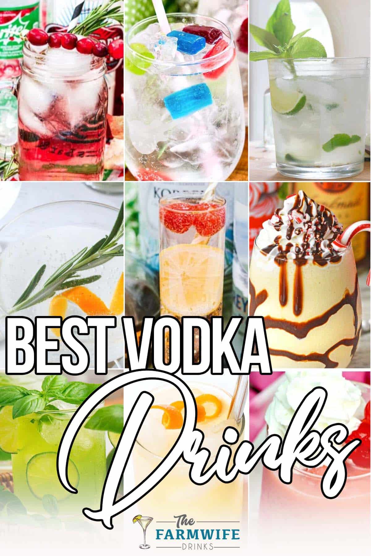 photo collage of the best vodka drinks and cocktails with text which reads best vodka drinks