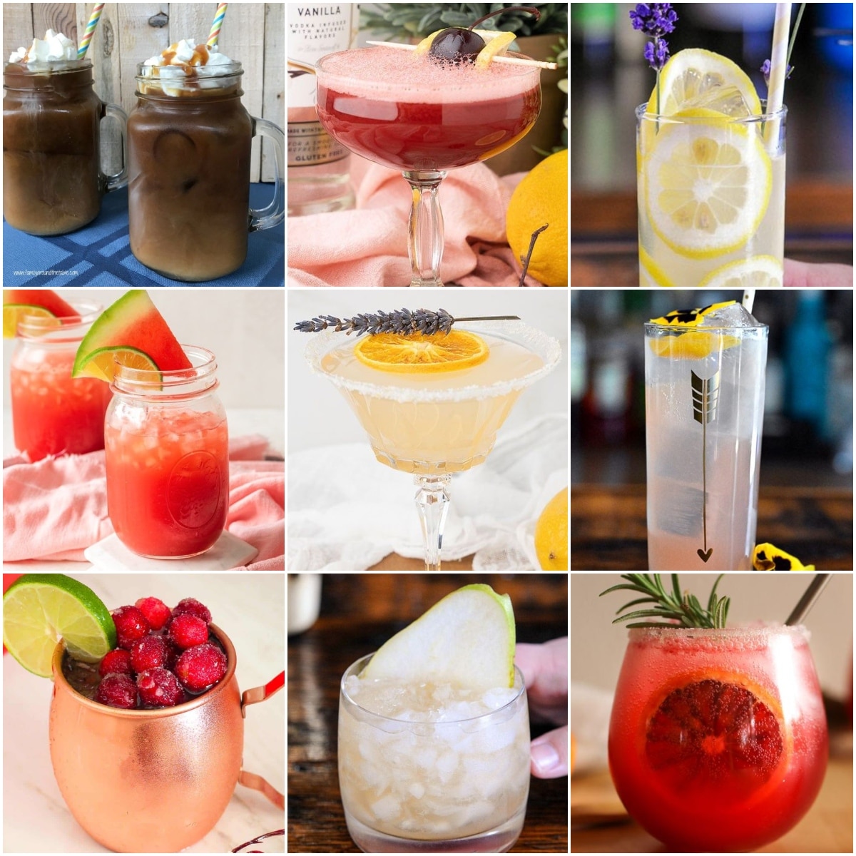 photo collage of vodka beverage variations