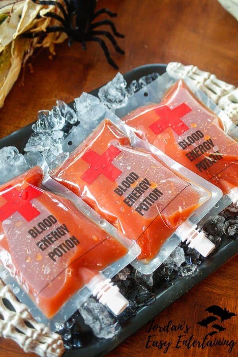 Halloween Cocktail Recipe Bloody Mary IV Bags - Jordan's Easy Entertaining