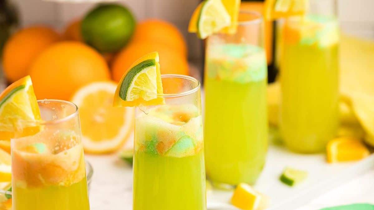 Refreshing Citrus Rainbow Sherbet Champagne Mimosa