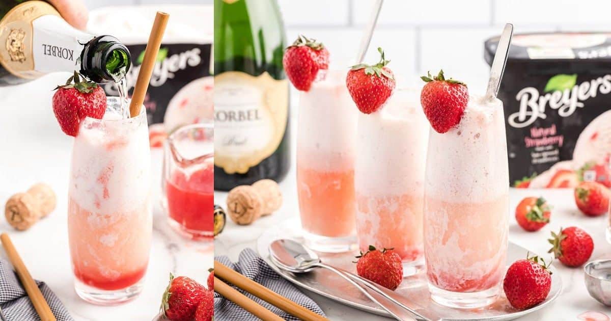 Strawberry Champagne Ice Cream Floats